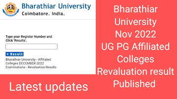 Bharathiar University UG PG Affiliated colleges Dec 2022 Revaluation result Published.
