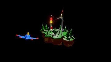 LOW POLY ISLAND WITH PLANE /MADE WITH BLENDER 2.8