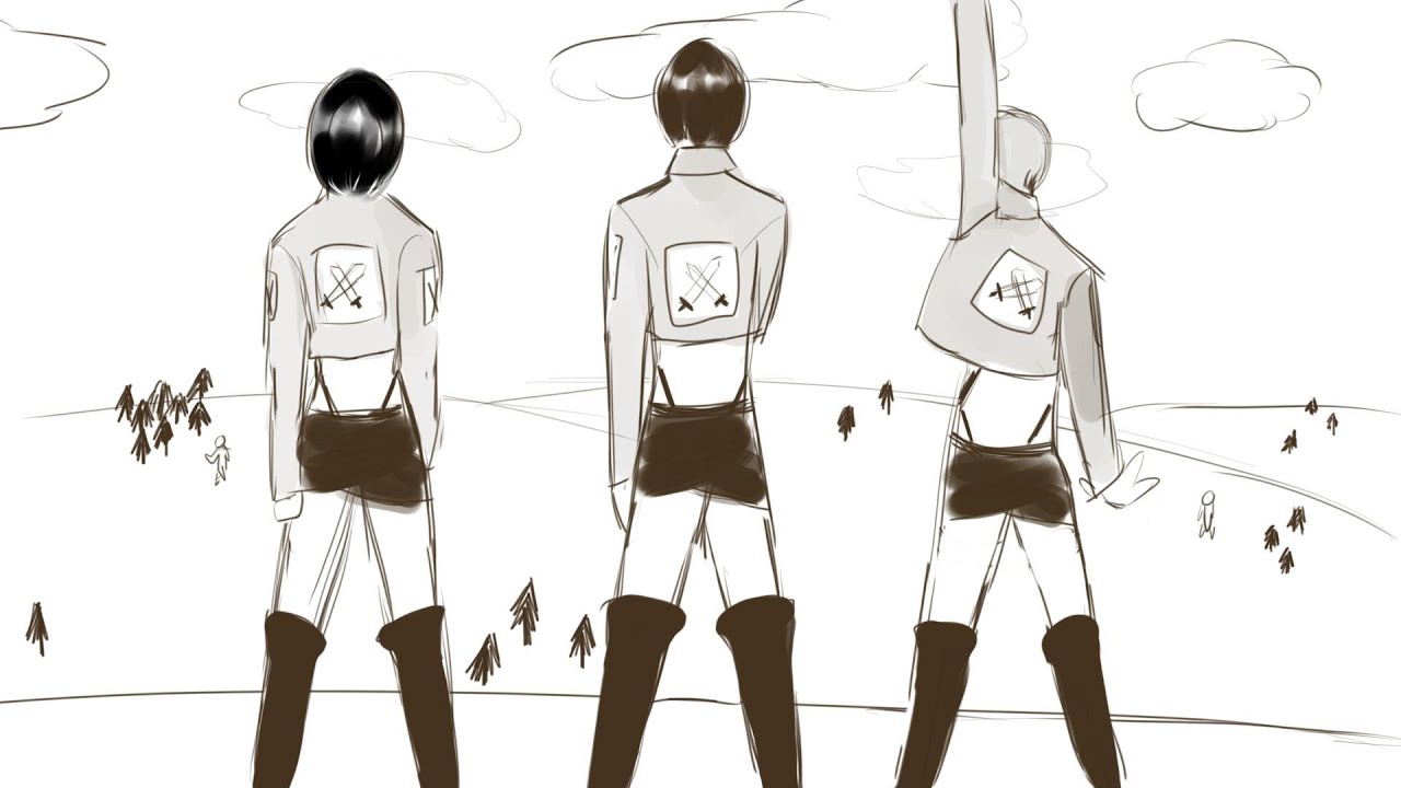 Eren, Mikasa and Connie sing Guren no Yumiya | Attack on Titan animatic
