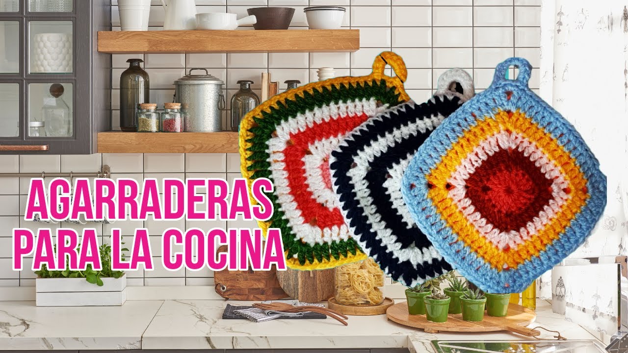 Agarradera de cocina tejida a crochet, practica y facil de hacer.