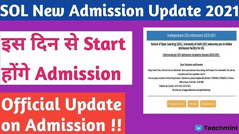 SOL UG Admission 2021 || Official Update on Admission || Teachmint