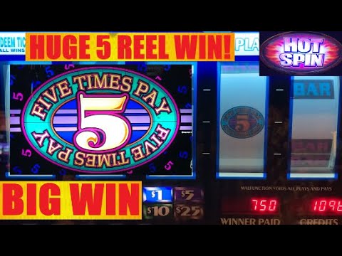 BIG WIN! 5 Reel 5 Times pay Finally lands! + Super old 3 Reel Hot Spin Slot w/ Free X Games & Wheel!
