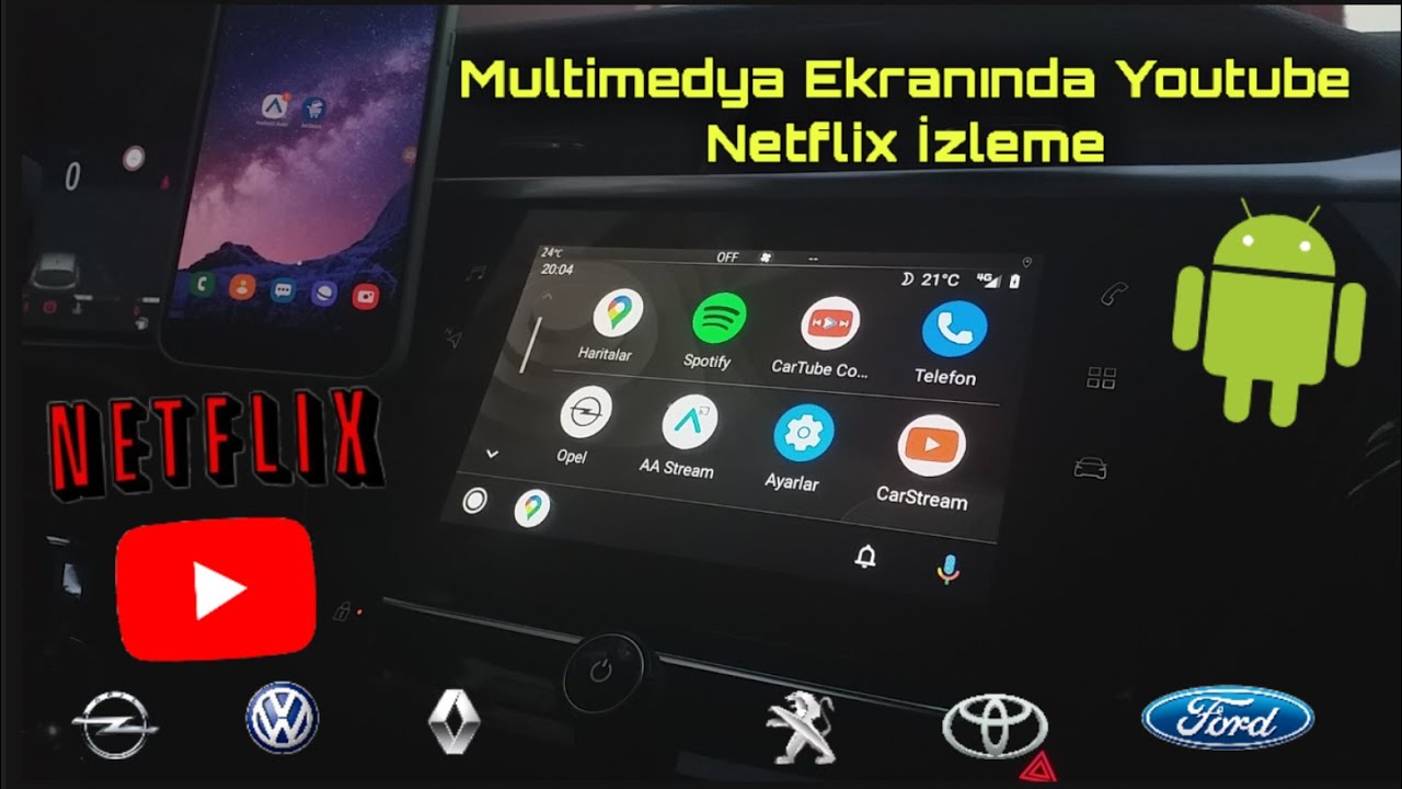 MULTİMEDYA EKRANINDA YOUTUBE NETFLİX İZLEME !!!! (android auto) YouTube