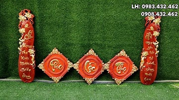 Câu đối cha mẹ và bộ tranh gỗ 3 chữ Phúc Lộc Thọ | Tranh Tết treo tường năm 2021