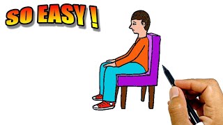 how to draw a person sitting on a chair easy version simple drawings for beginners