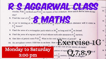 Rs Aggarwal Class 8 Maths Chapter 1 Rational numbers || Exercise 1G, Q 7, 8, 9 || CBSE || Kn sir