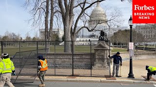 Fencing & Security Barriers Erected Around Capitol In Advance Of Biden's State Of The Union Address