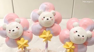 🌸미니오븐으로 플라워 곰돌이 캐릭터 머랭팝 만들기🌸 Making Flower Bear Meringue Pop with Mini-Oven