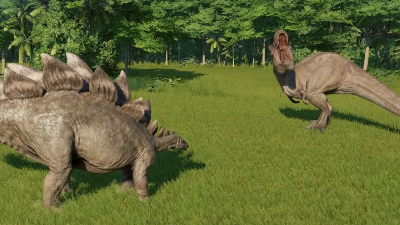 Stegosaurus Vs T-Rex - Jurassic World Evolution - Youtube