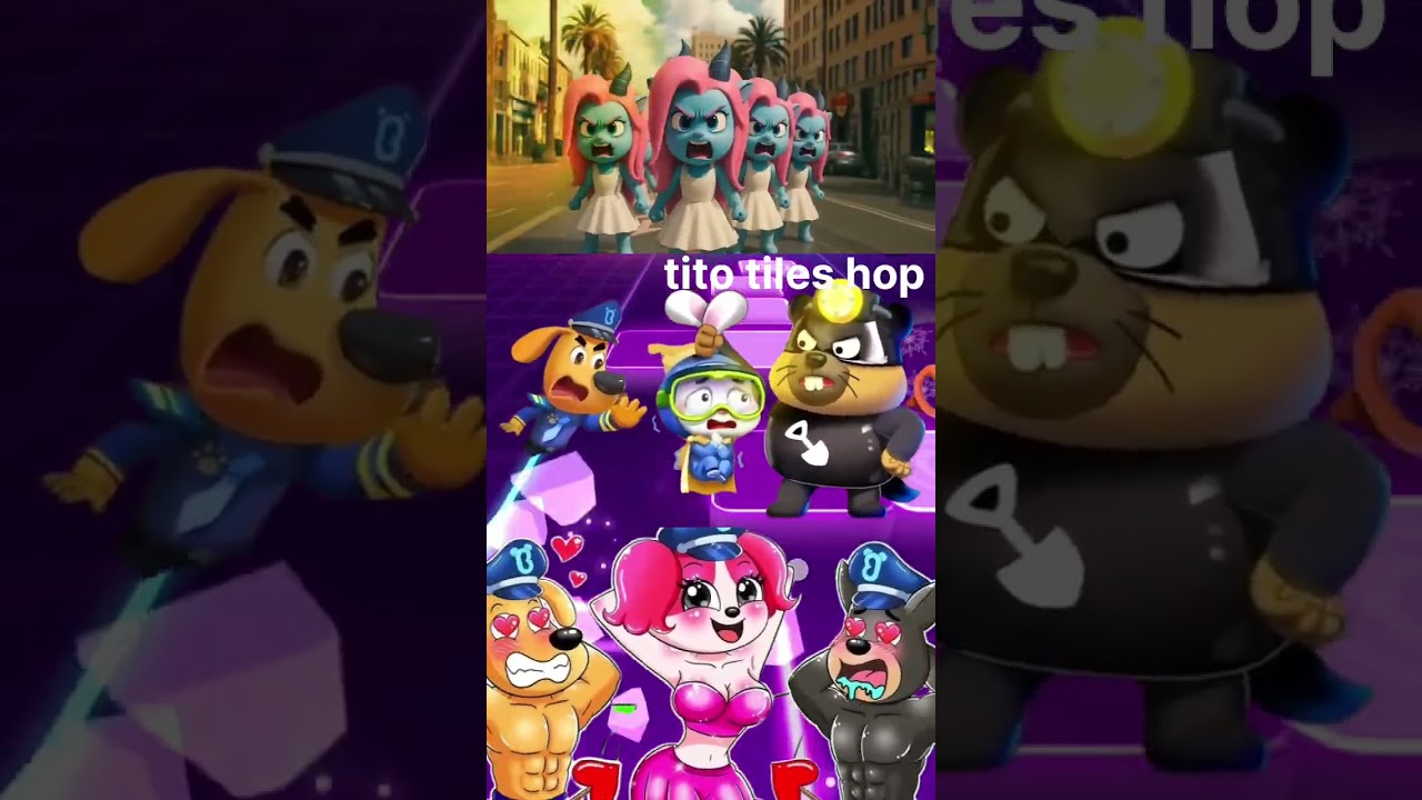 Sheriff Labrador 🆚Police Officer 🆚 Sheriff Papillon 🆚 Sheriff Labrador 🎶 Tiles Hop EDM Rush 