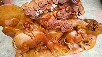 Tượng gỗ | Đồng tử cưỡi trâu - 0368338345 CALL/ZALO