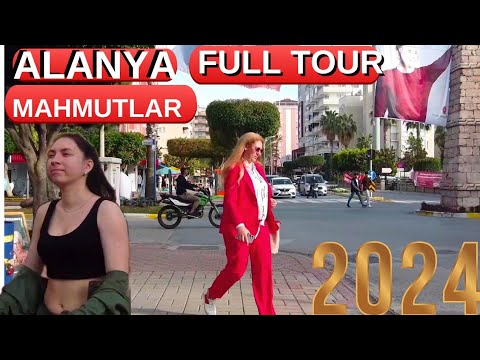 Alanya Mahmutlar street tour 2024 / Alanya Antalya turkey holiday 4k