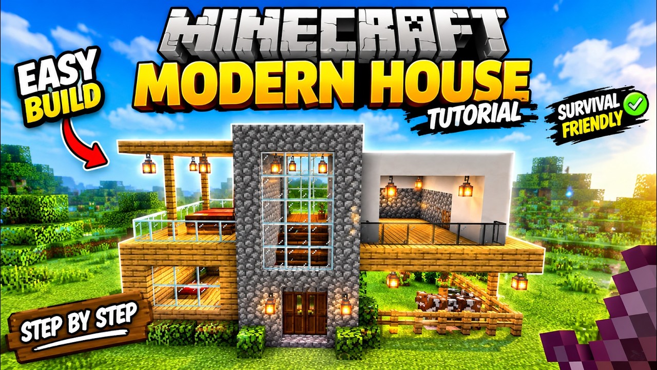 Minecraft Modern House Tutorial 🏡 | Easy Survival House Build # ...