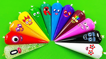 Numberblocks – Looking Rainbow Slime with Piping Bags! Satisfying Slime Videos, ASMR