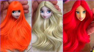 Disney Princess Doll Makeover ~ DIY Miniature Ideas for Barbie ~ Wig, Dress, Faceup, and More!
