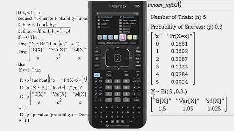 Programming on TI Nspire CAS - Binomial Probability