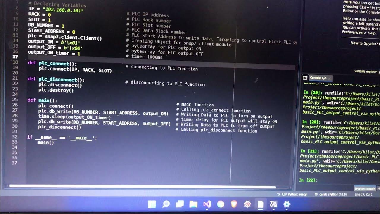 Basic PLC output control via python - Using S7-1200 PLC - See ...