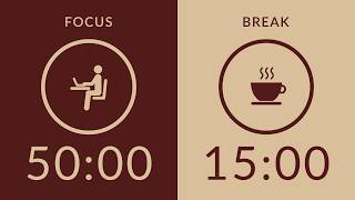 50/15 Pomodoro Timer with Brown Noise 🎧 4-Hour Study with Me for Deep Focus &amp; ADHD ✨