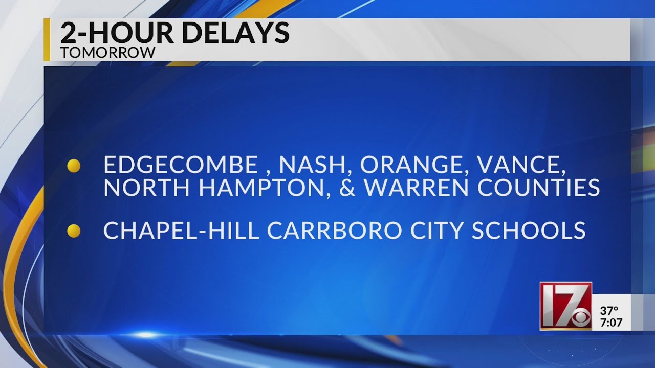 Two-hour delays at central North Carolina schools - YouTube