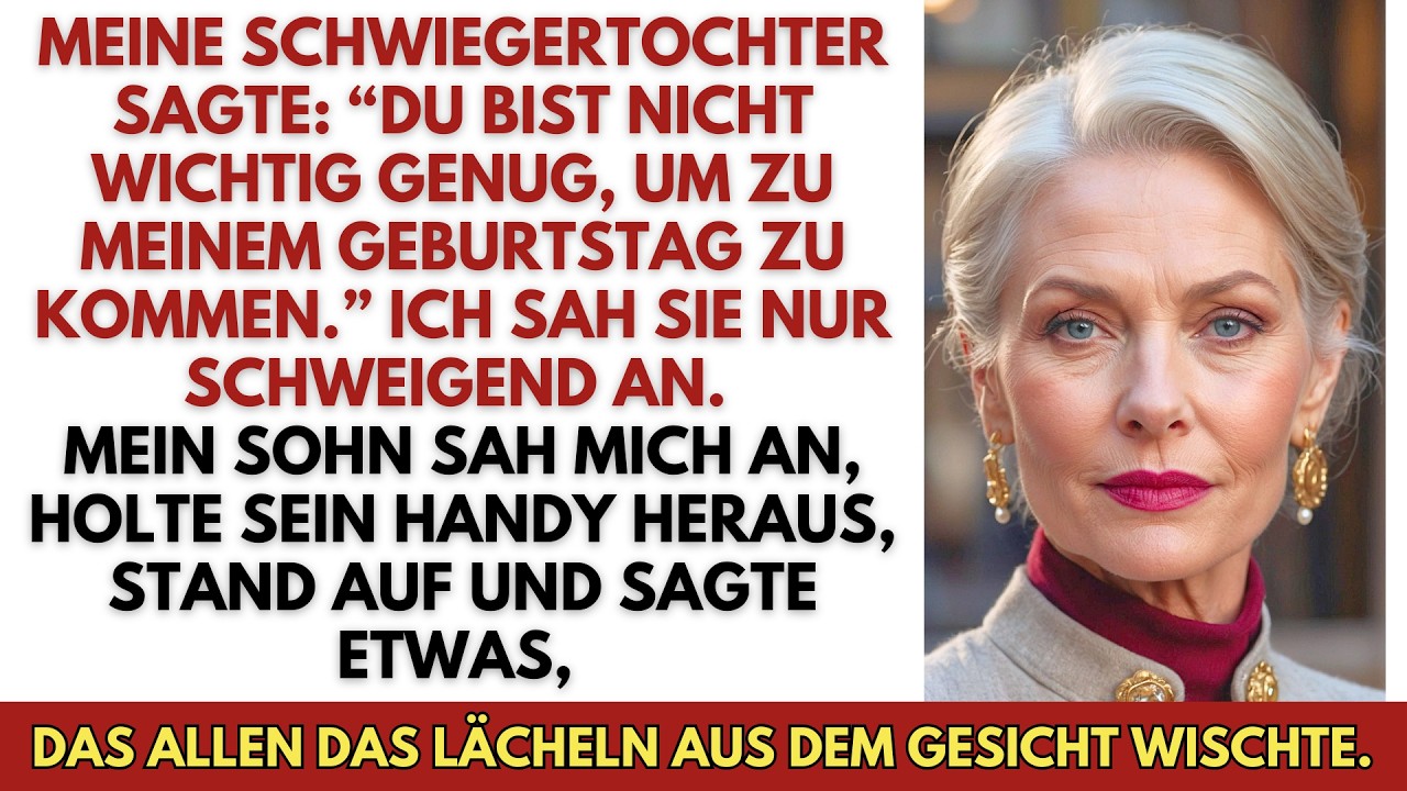 „Du bist einfach nicht wichtig genug, um bei meinem Geburtstag dabei zu sein“, sagte meine Schwiegertochter, während sie sich ein Stück Erdbeertorte auf den Teller lud. Mein eigener Sohn saß...