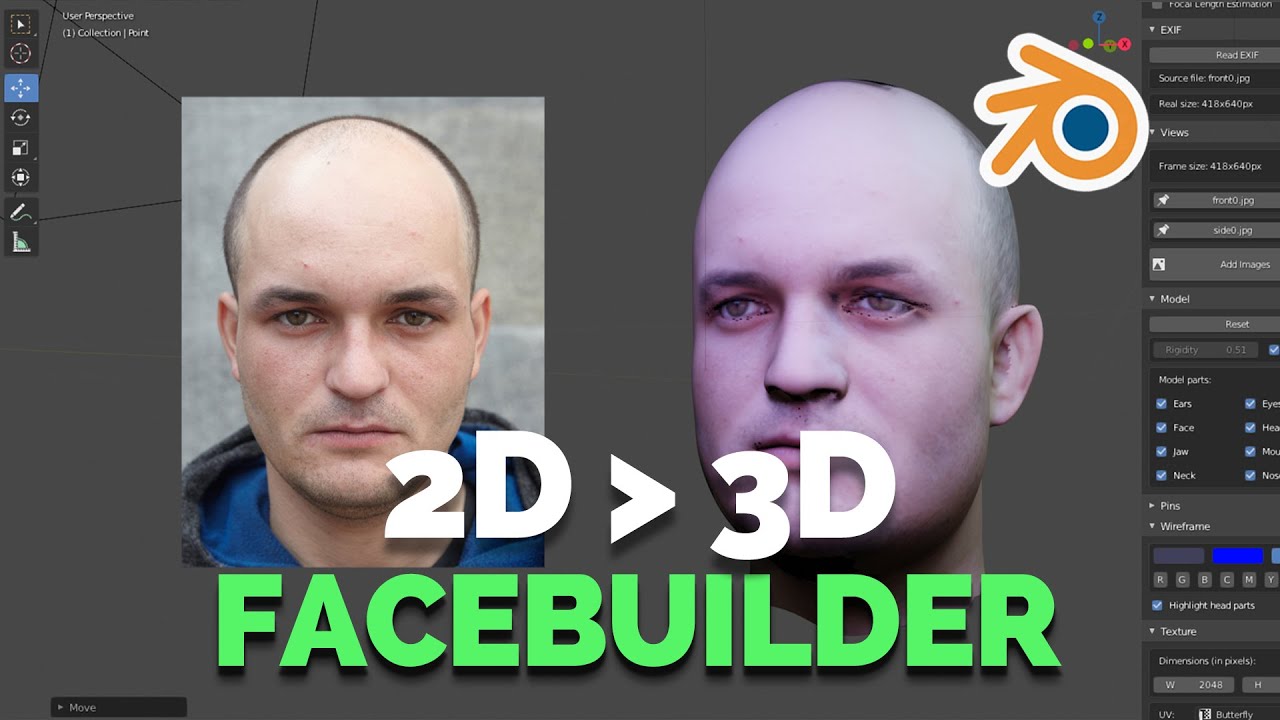 smag Svaghed varm 2D TO 3D FACE-BUILDER IN BLENDER! - YouTube