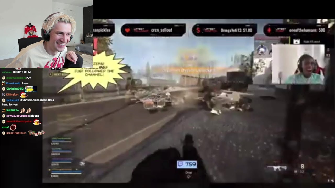 xQc Dies Laughing at Soulja Boy Getting Triple Kill in Warzone