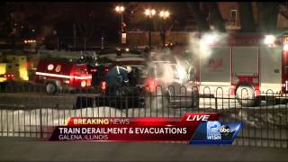 Train carrying crude oil derails, catches fire in Galena