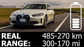 BMW i4 eDrive35 highway real range energy power consumption economy mpkWh kWh/100km city RWD 66 kWh