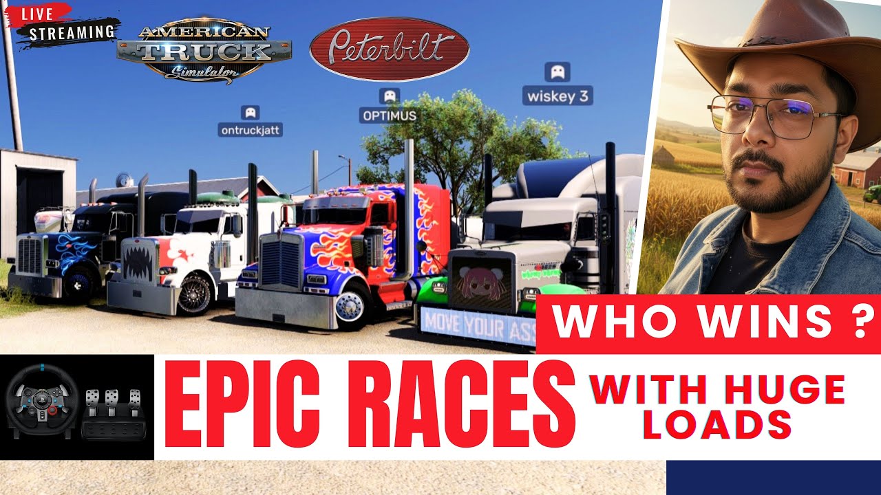 American Truck Simulator | Multiplayer Racing with Huge Loads & Epic ATS Convoy | 4 Desi Truckers