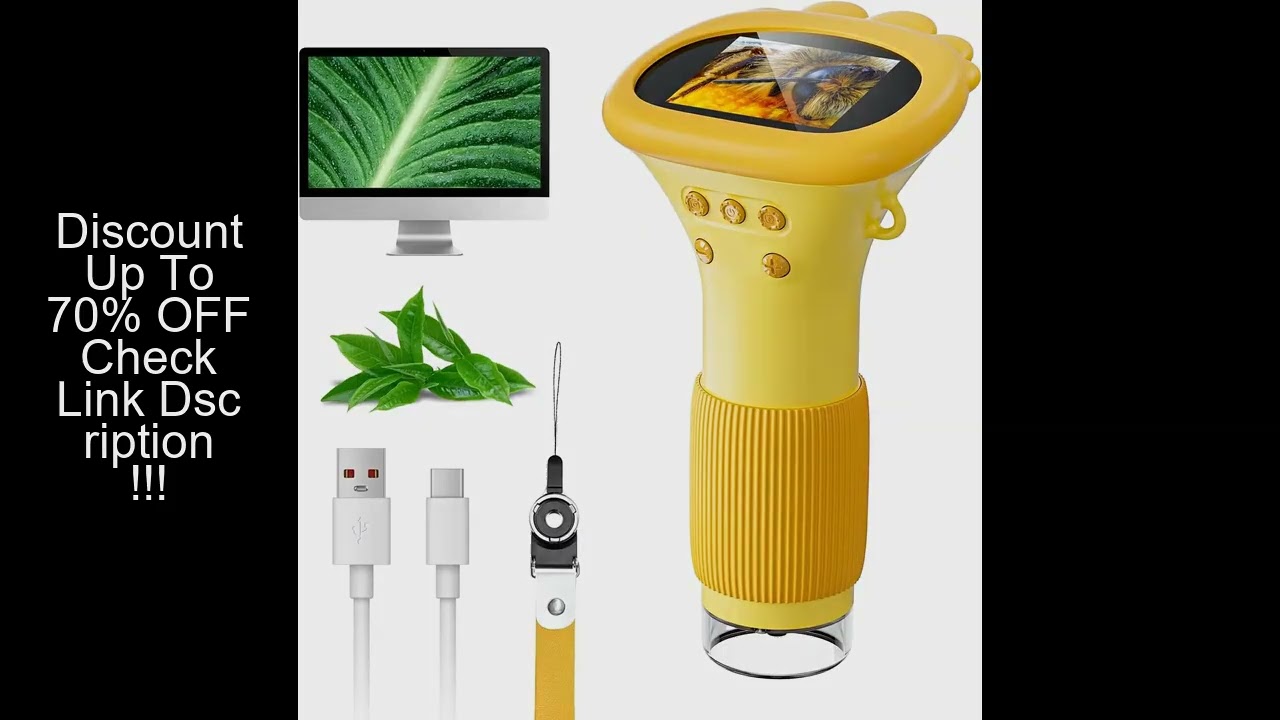 Microscope for Kids Pocket Portable 2 Inch IPS Screen 1000X Handheld Digital Microscopes with 8 Adju