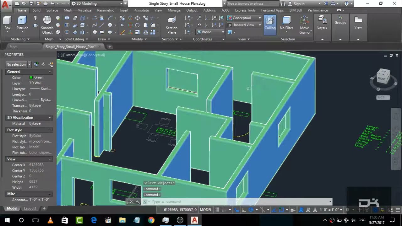 AutoCAD Complete 3d  House  Plan  step by step autocad 