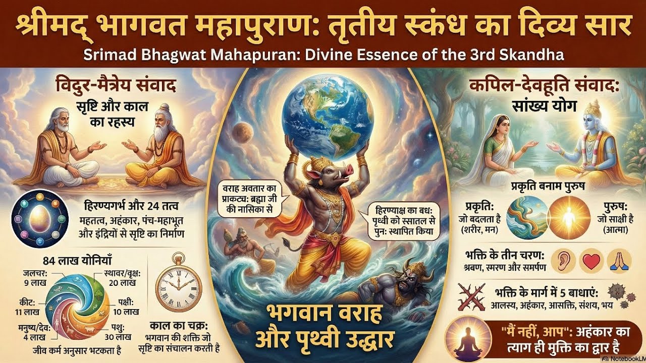 श्रीमद्भागवत महापुराण तृतीय स्कंध विदुर-मैत्रेय संवाद, कपिल देवहूति तत्वज्ञान,सृष्टि और काल का रहस्य