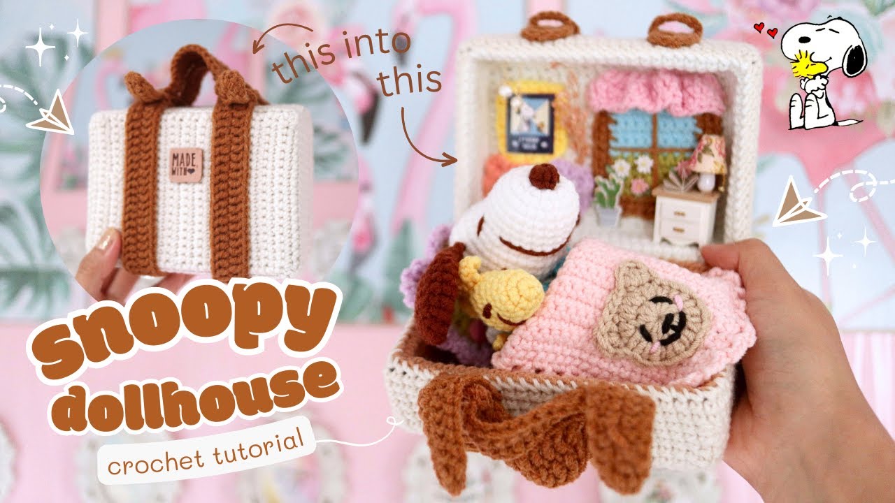 Snoopy Crochet | How to Crochet Suitcase Dollhouse | Free Pattern and Tutorial