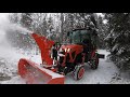 #370 Kubota LX2610 CompactTractor. LX2980 K-Connect Snowblower. First Run. Too Soon! outdoors.