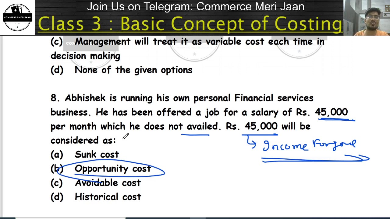 COSTING CLASS 3 Basic Concept of Costing mcQ on Classification of