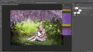 Adding the botanical bush medley Photoshop overlays using actions - pretty wisteria overlay edit