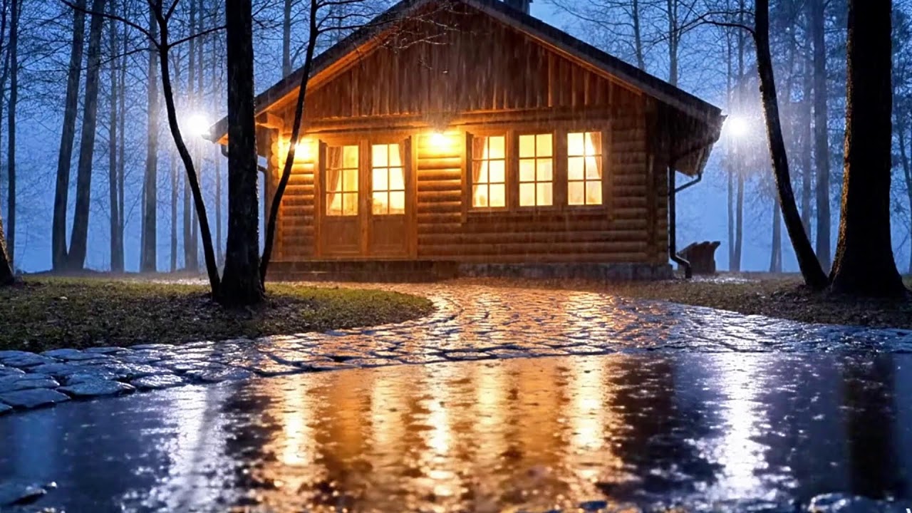Streaming Cozy Rain at a Forest Cabin at Night | ASMR for Meditation