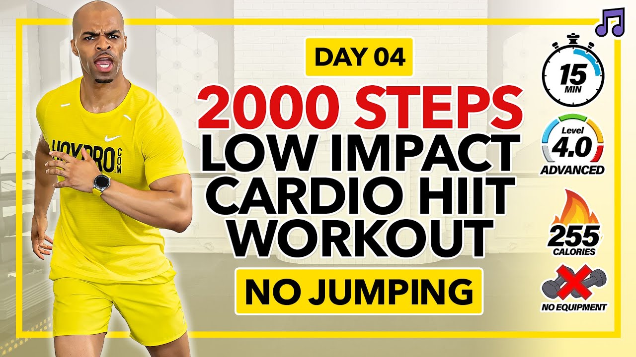 15 MIN Low Impact HIGH SWEAT Cardio HIIT Workout | 2000 Steps Cardio - Day 4