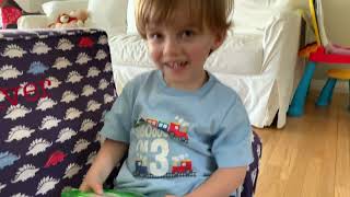 Three Year Old Loving His Pottery Barn Anywhere Chair Extended Size Dino Print