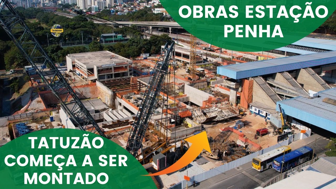OBRAS LINHA 2 VERDE ESTAÇÃO PENHA O TATUZÃO COMEÇA A SER PREPARADO E MONTADO PARA AS ESCAVAÇÕES