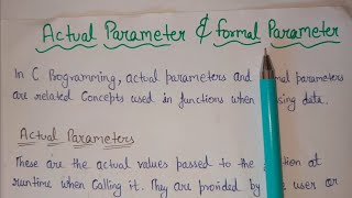Actual Parameter and Formal Parameter || C programming