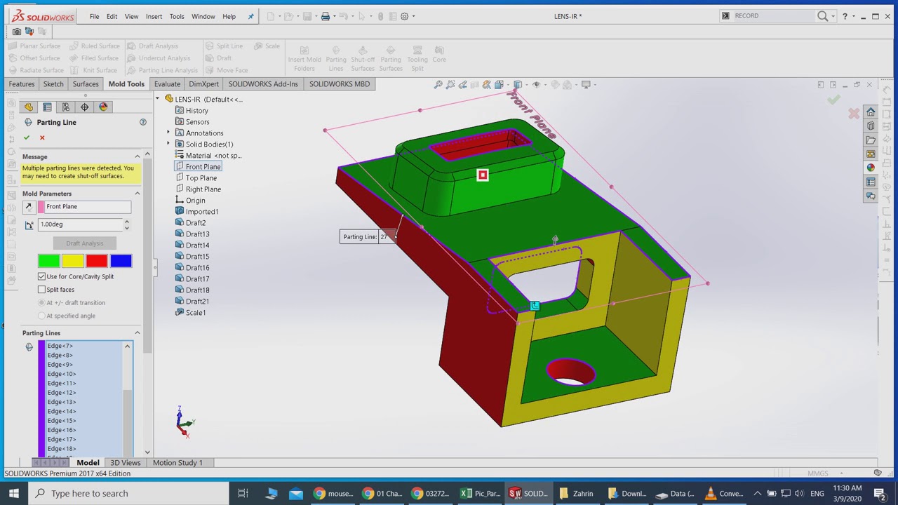 04 Parting line Shut off surface Part03 Solidworks YouTube