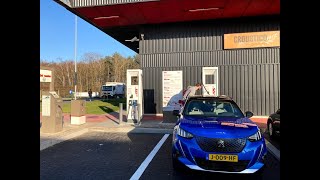 Peugeot e-2008 fast charging at Total Nazareth (BE)