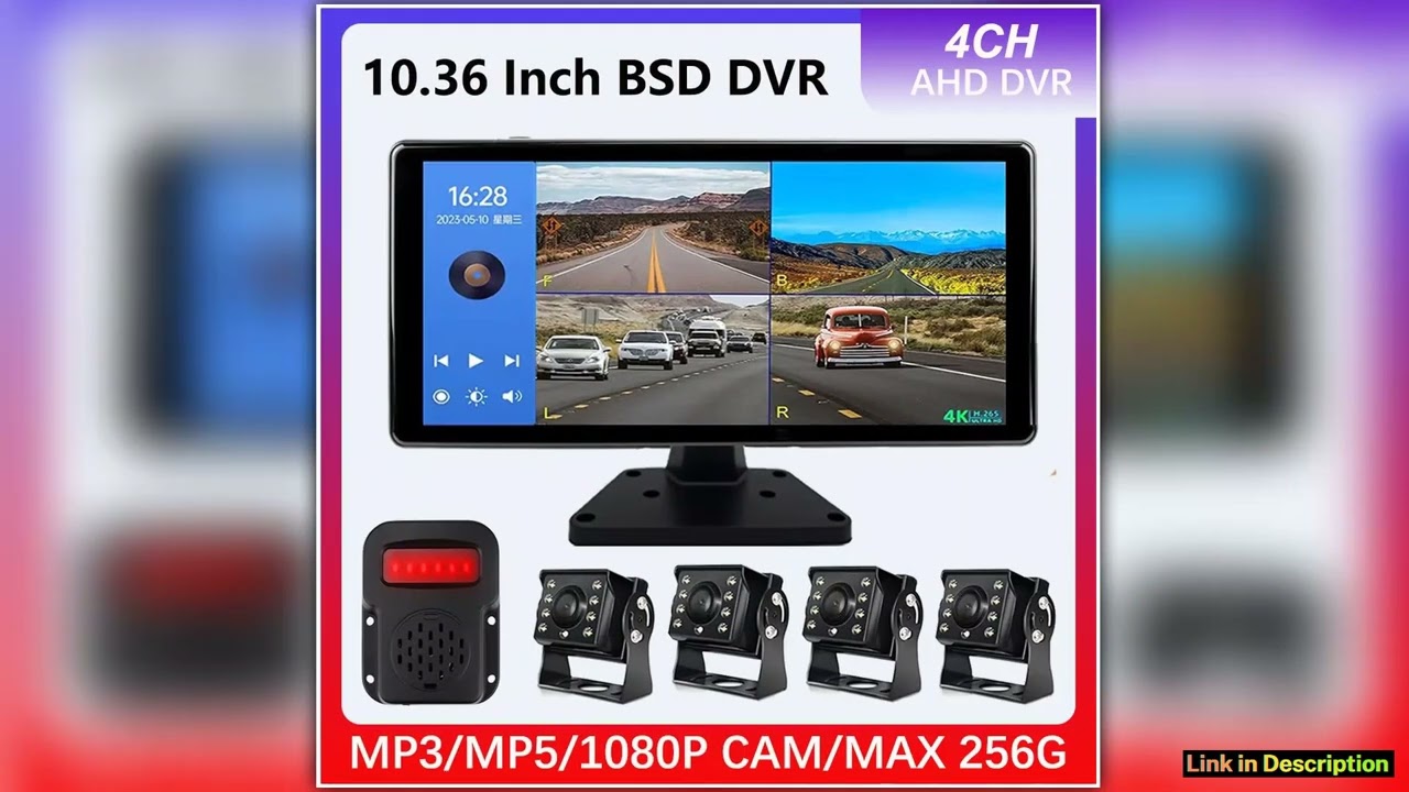 1036 4 Channel Recorder Smart Blind Spot Radar BSD Alarm Car DVR Monitor with 4 PCS AHD 1080P IR
