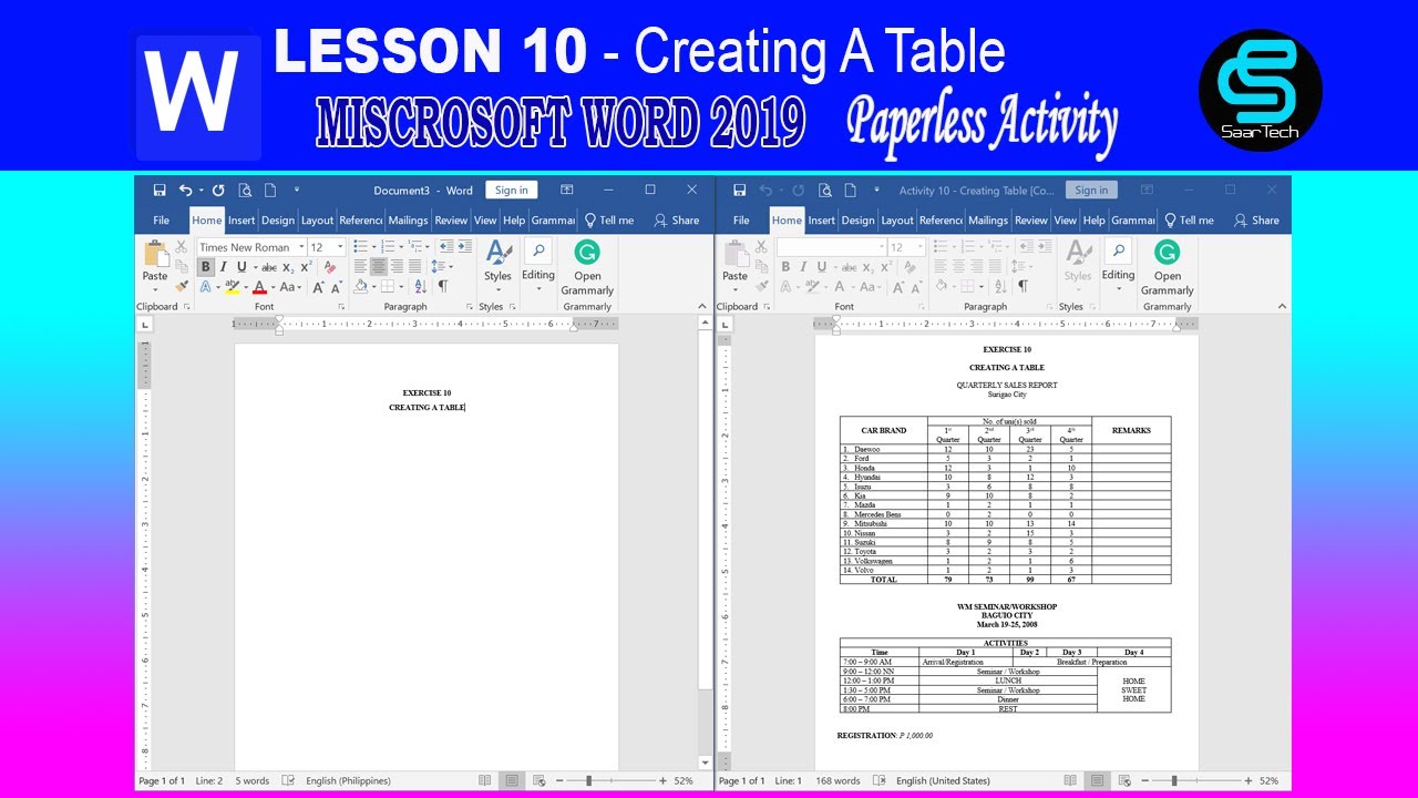 Word Project From Table Creating a table in Microsoft Word - YouTube