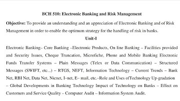 Electronic banking and Risk Management Bcom5 Sem Hons syllabus Punjab University #bachelorofcommerce