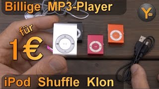 Billig MP3-Player im Test: "iPod Shuffle" Klon für 1€ / microSD bis 8GB / WMA MP3