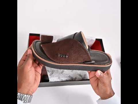 نعال بني غامق مريح تكنولوجيا الفلكس