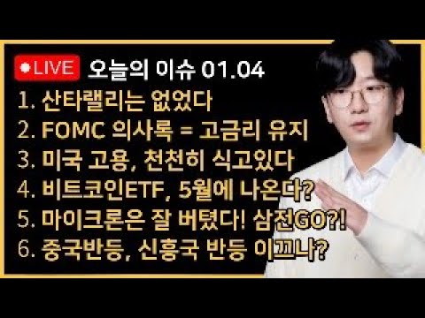 아침시황 나스닥 하락 이유는 ㅣFOMC의사록 금리인하 발언 있었지만 없었다ㅣ마이크론 20일선 찍고 반등 삼성전자는 ㅣ비트코인 1월 ETF 출시는 어렵다 왜 