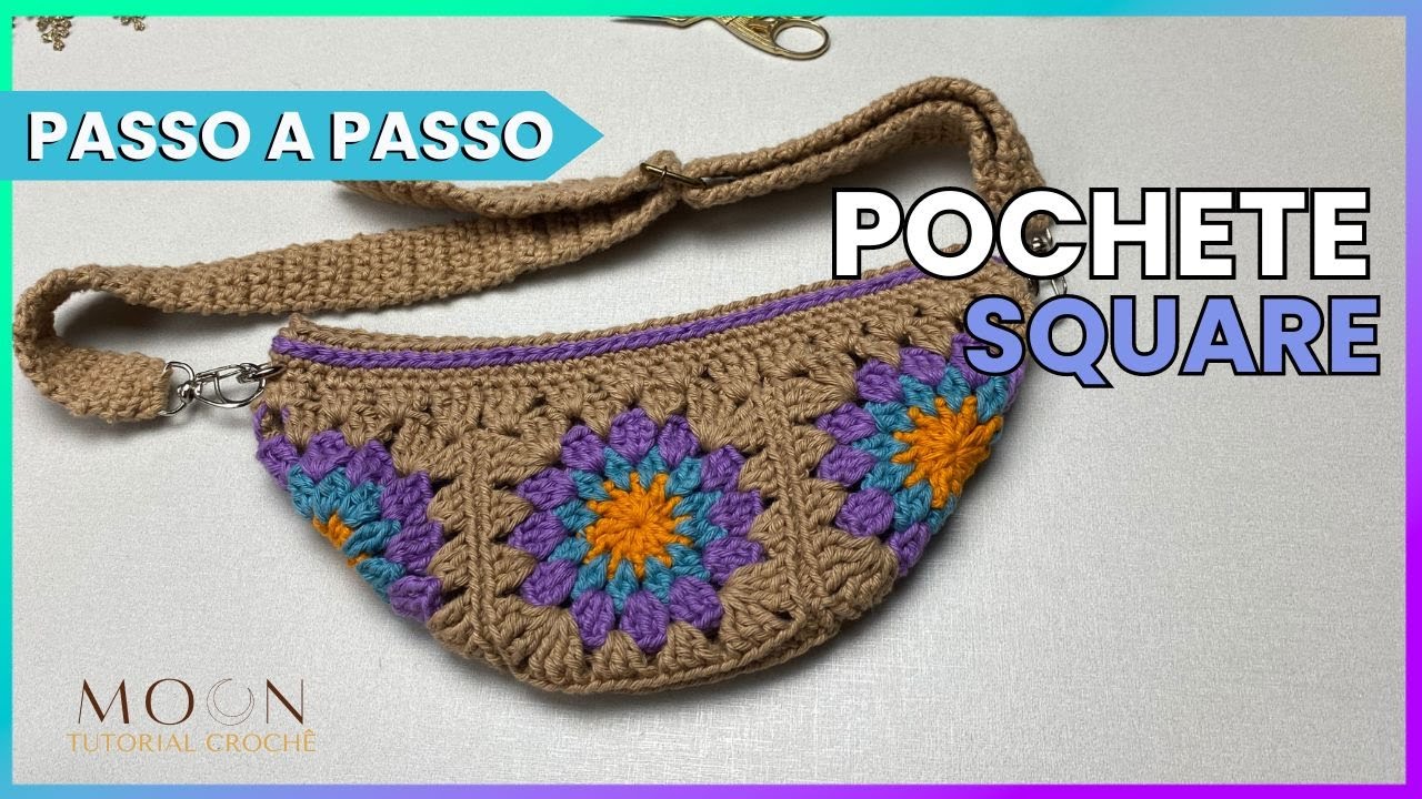 Pochete com Squares de CROCHÉ / Bolsa pochete de quadradinhos